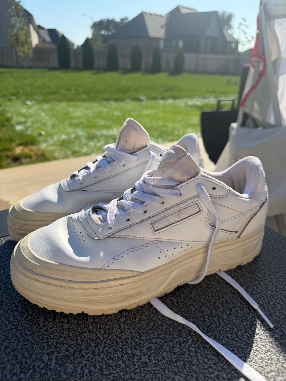 Reebok Club C Double GEO Platform Sneakers - White / Chalk